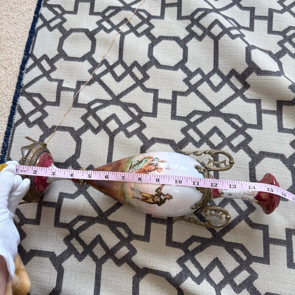 Louis XIV Sevres Style French Hand Painted Porcelain Urn Vase Gilt Bronze Mount - Picture 12 of 17